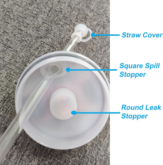 Spill-Proof Silicone Accessory Set for Stanley Cups - Includes Straw Covers, Round and Square Leak Stoppers - V1258-DP02-A-67