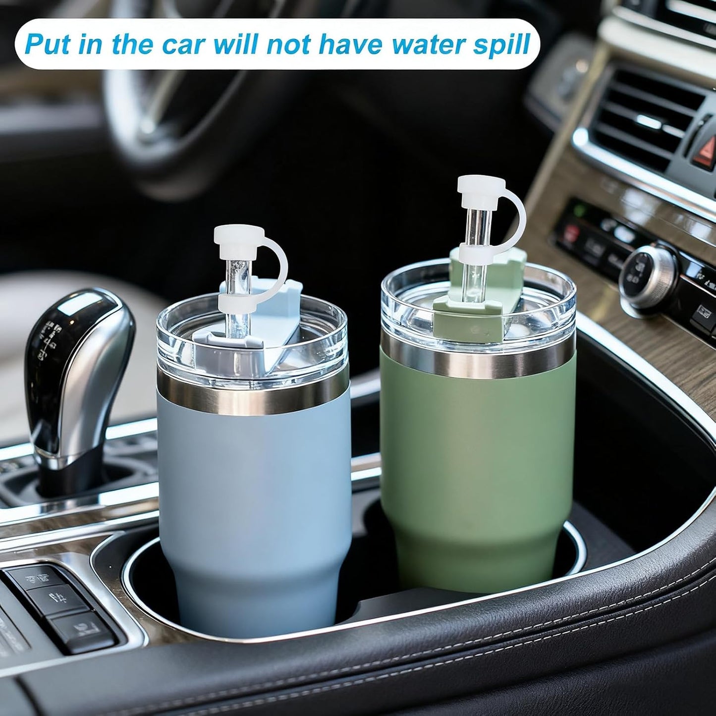 Spill-Proof Silicone Accessory Set for Stanley Cups - Includes Straw Covers, Round and Square Leak Stoppers - V1258-DP02-A-67