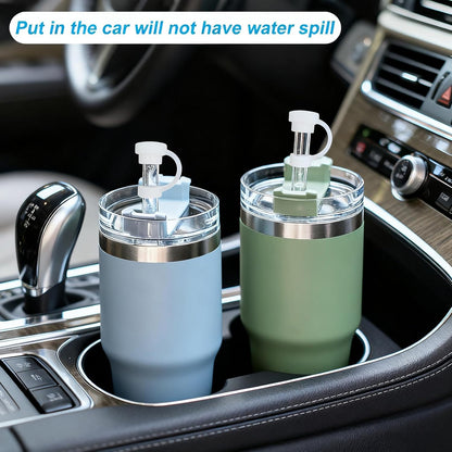 Spill-Proof Silicone Accessory Set for Stanley Cups - Includes Straw Covers, Round and Square Leak Stoppers - V1258-DP02-A-67