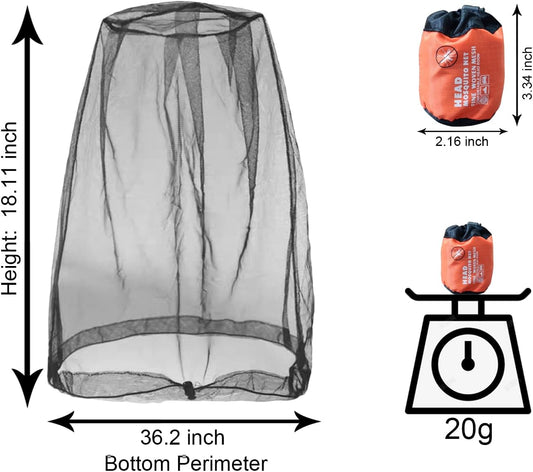 2 Pack Mosquito Head Net Mesh for Insect, Face Neck Fly Netting Hood from Bugs Gnats Noseeums Screen Net for V1258-DP02-A-68