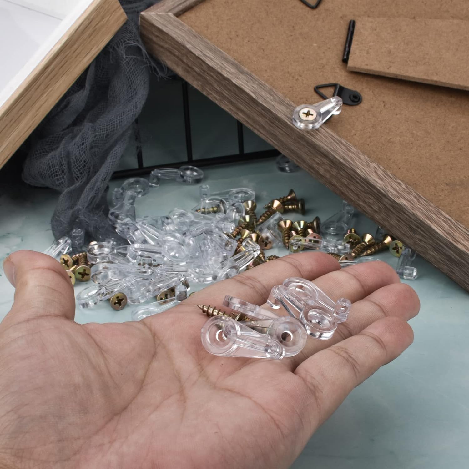 50 Pack Glass Retainer Kit 4-5mm Clips With Screws for Fixing Cabinet Doors V1258-DP02-A-716
