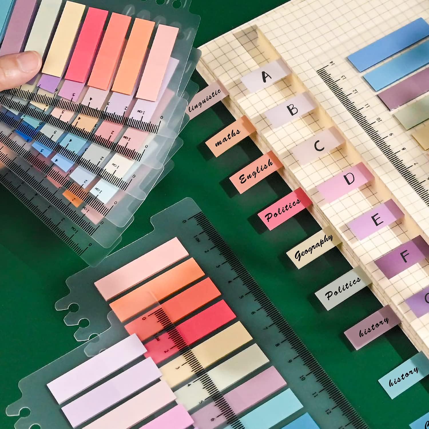 1200 Pcs Sticky Annotation Tabs Morandi Sticky Note Tabs Writable and Translucent Reminder Tabs with Ruler V1258-DP02-A-722