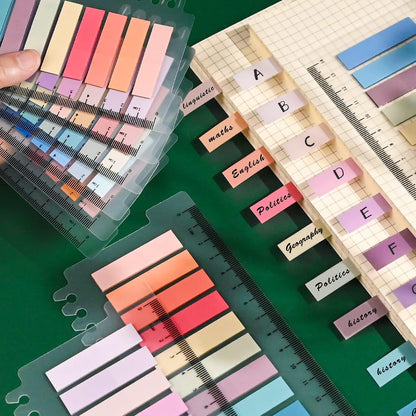 1200 Pcs Sticky Annotation Tabs Morandi Sticky Note Tabs Writable and Translucent Reminder Tabs with Ruler V1258-DP02-A-722