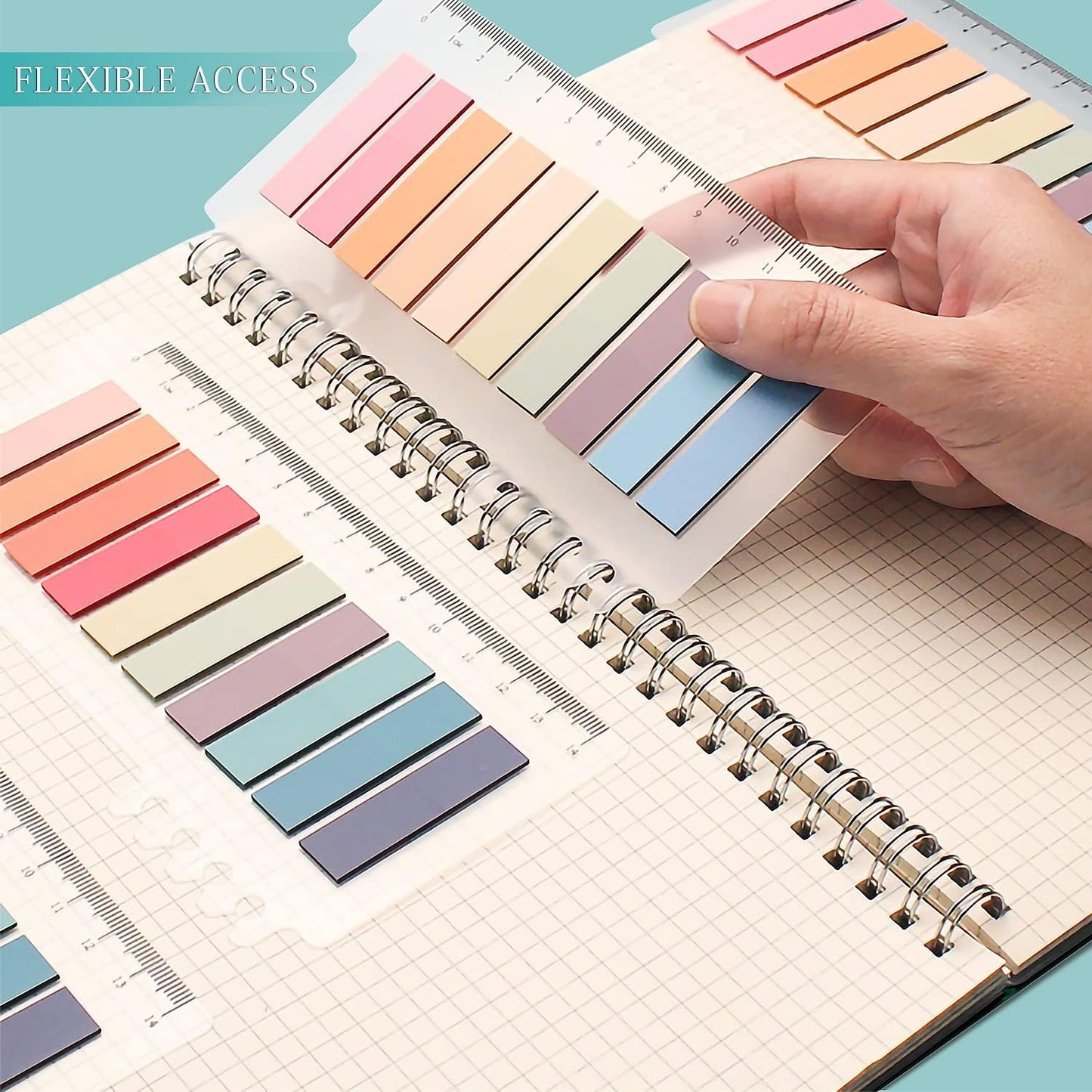 1200 Pcs Sticky Annotation Tabs Morandi Sticky Note Tabs Writable and Translucent Reminder Tabs with Ruler V1258-DP02-A-722