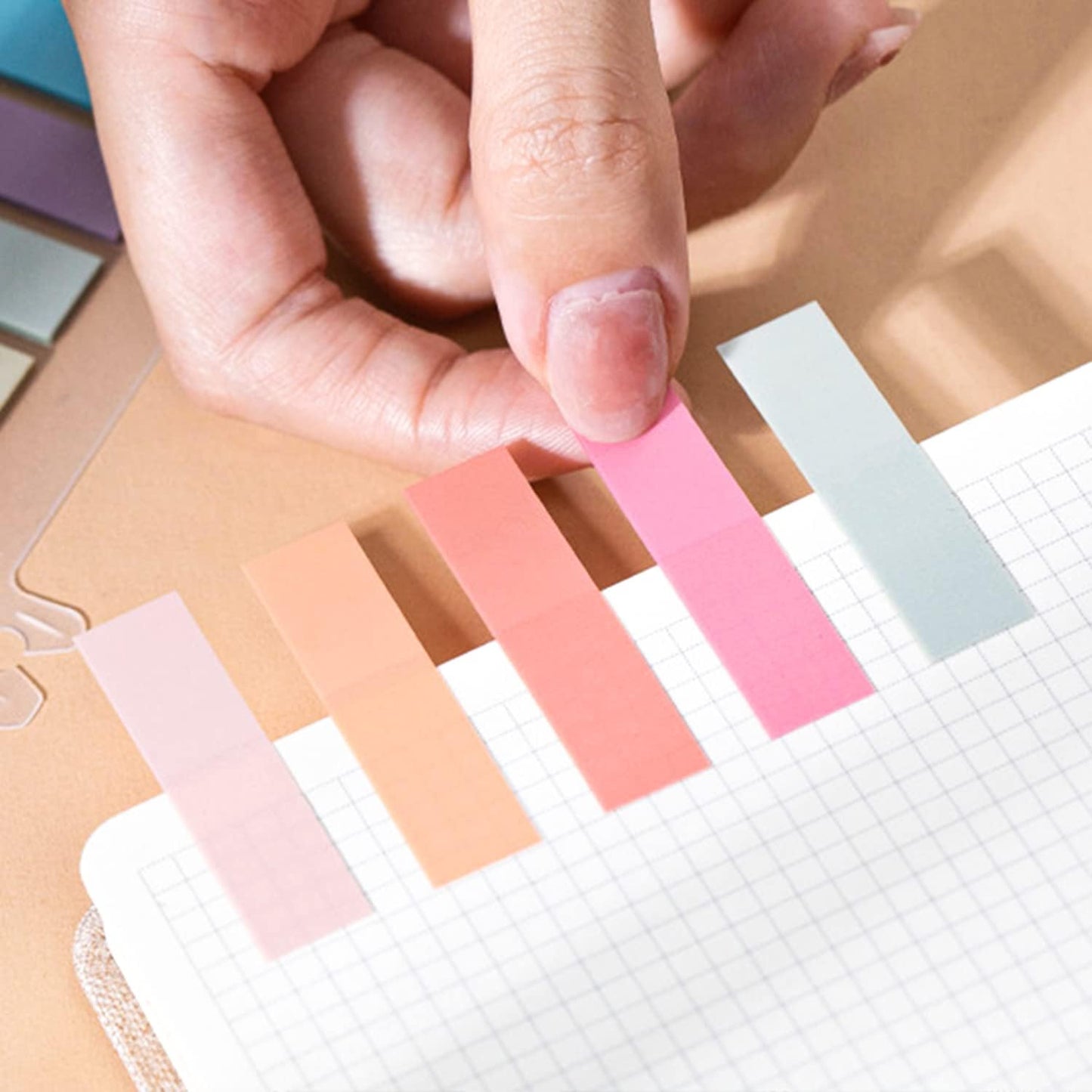 1200 Pcs Sticky Annotation Tabs Morandi Sticky Note Tabs Writable and Translucent Reminder Tabs with Ruler V1258-DP02-A-722