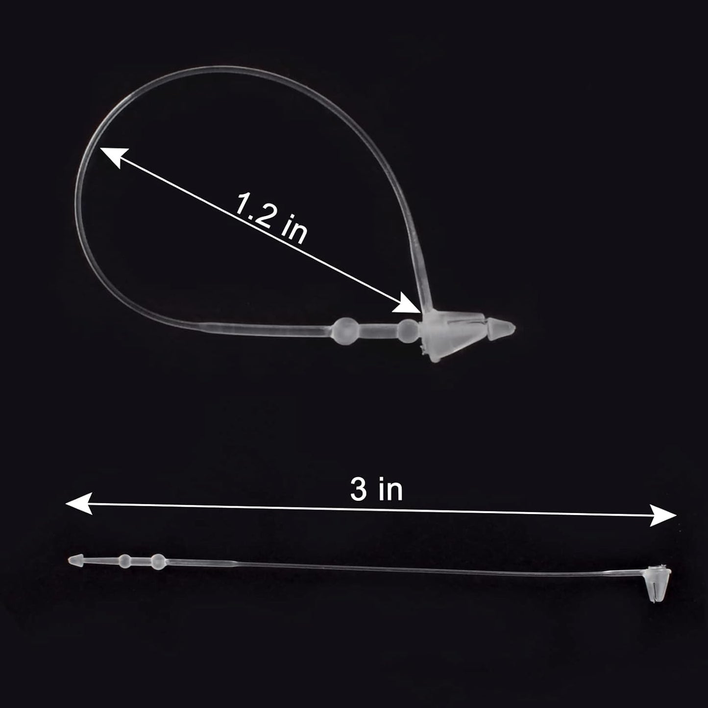 3" Plastic Fastener Clear Hang Tag Snap Lock Plastic Tag Fasteners Pin Security Loop for Retail Store V1258-DP02-A-724