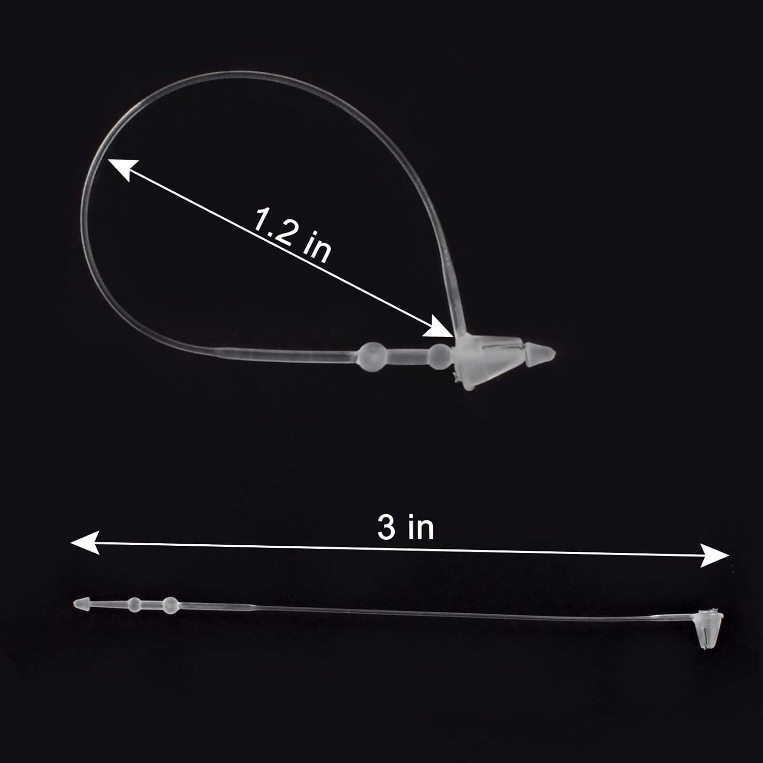 3" Plastic Fastener Clear Hang Tag Snap Lock Plastic Tag Fasteners Pin Security Loop for Retail Store V1258-DP02-A-724