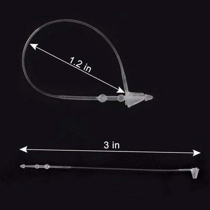 3" Plastic Fastener Clear Hang Tag Snap Lock Plastic Tag Fasteners Pin Security Loop for Retail Store V1258-DP02-A-724