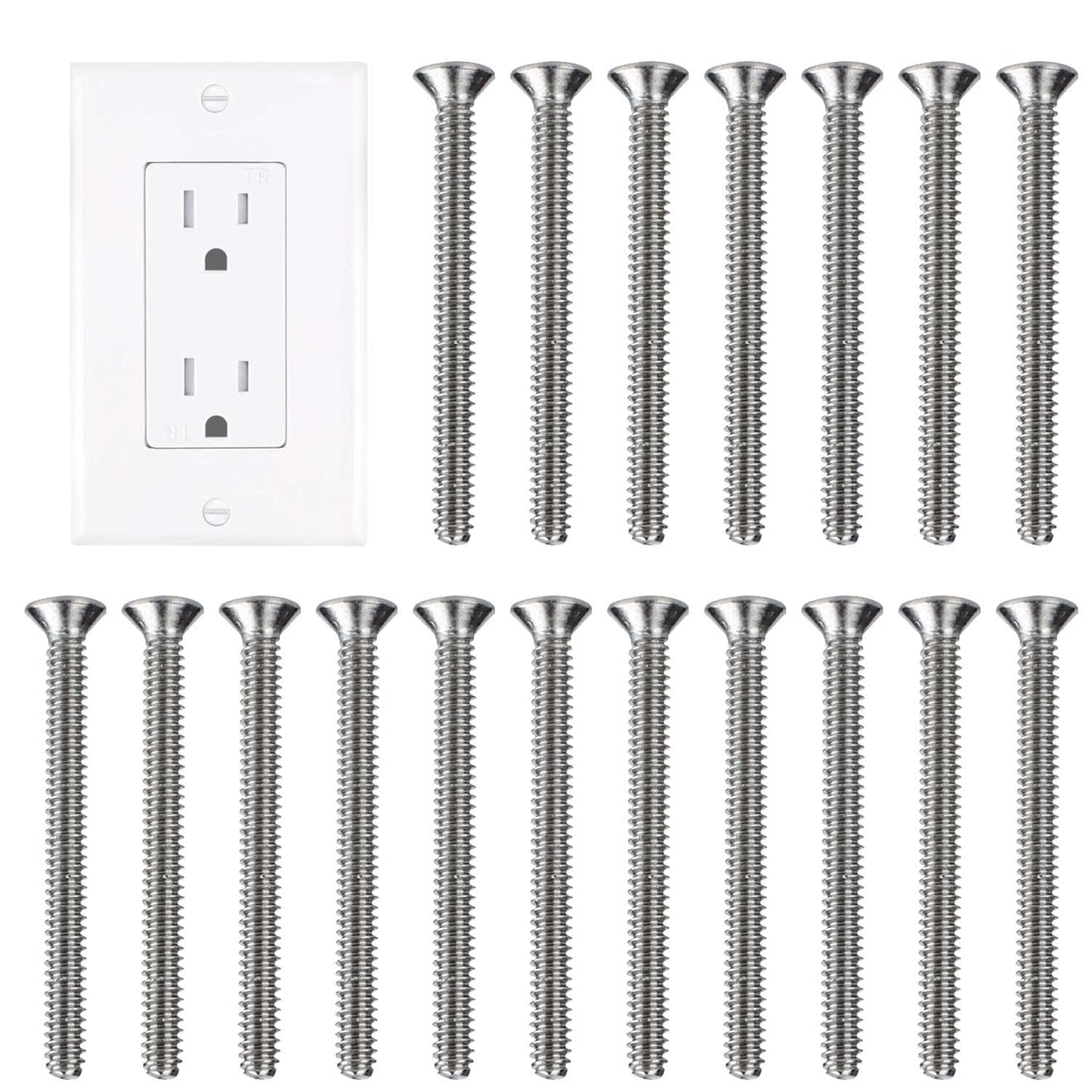 Extra Long Outlet Screws 6-32 x 1-1/2 Inches Electrical Outlet Screws 304 Stainless Machine Screws - 30 Pack V1258-DP02-A-727
