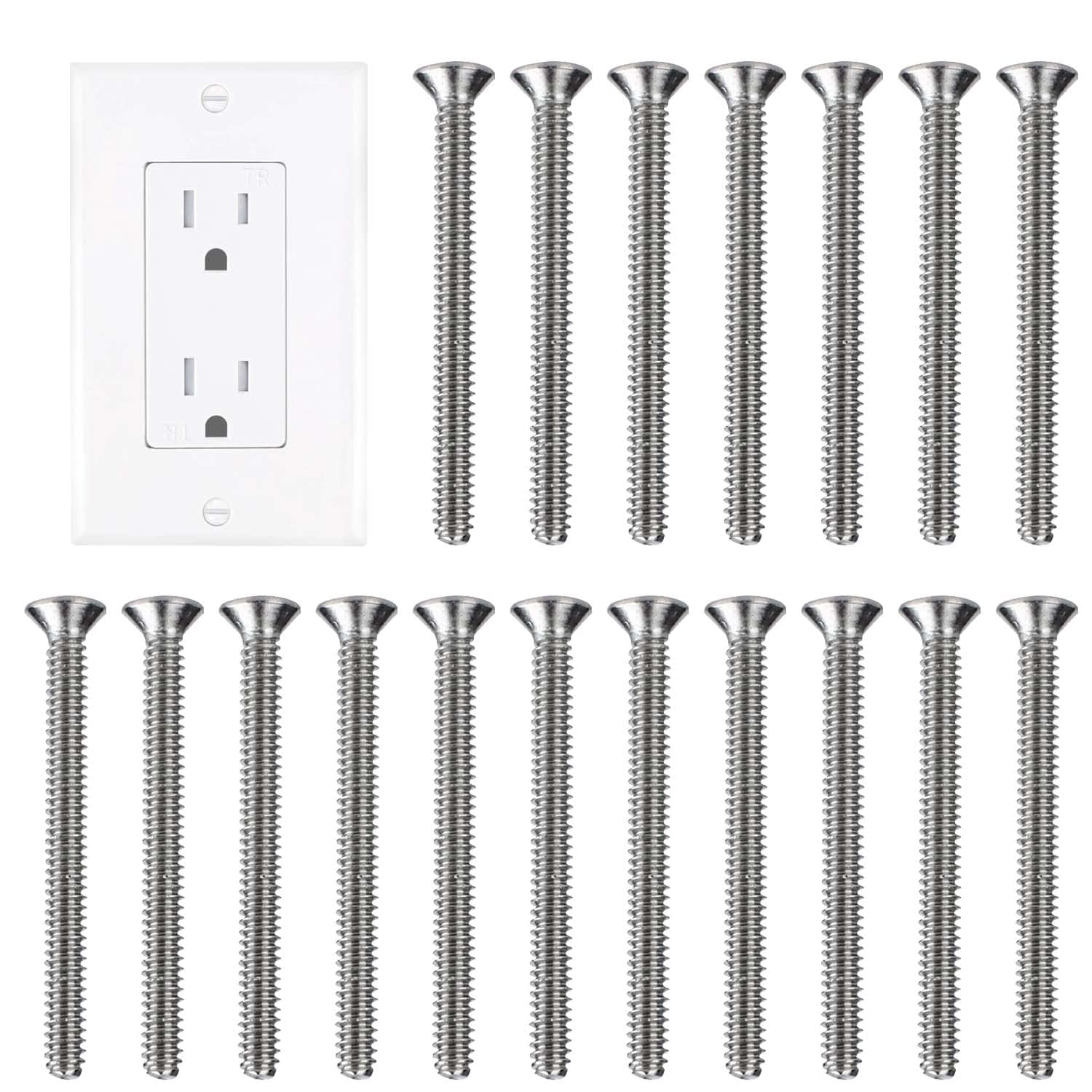 Extra Long Outlet Screws 6-32 x 1-1/2 Inches Electrical Outlet Screws 304 Stainless Machine Screws - 30 Pack V1258-DP02-A-727