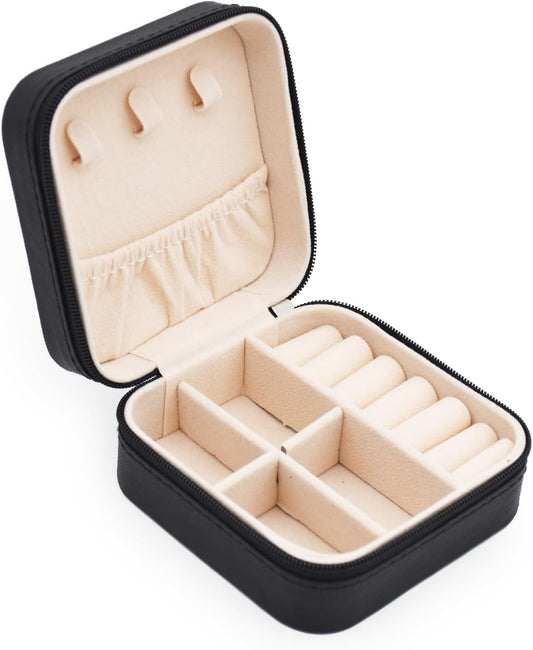 MODENGKGJIAN Mini Jewelry Travel Case, PU Leather Travel Jewelry Organizer Box, Small Portable Portable V1258-DP02-A-734