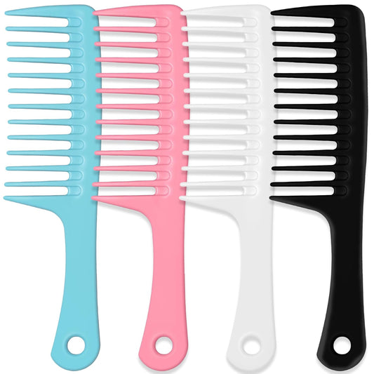 MODENGKGJIAN 4PCS Wide Tooth Detangling Comb, Large Hair Styling Comb for Curly, Wet, Lg Hair (Multi-colored, V1258-DP02-A-737