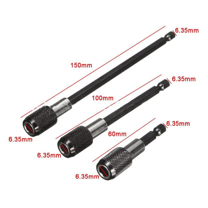 3-Piece Magnetic Bit Holder Extensi Set, Quick Release Universal Impact Drill Adapter for Home DIY Projects V1258-DP02-A-762