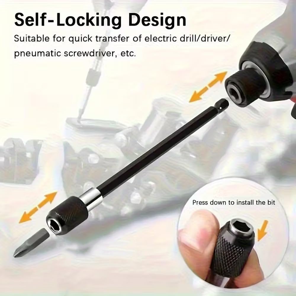 3-Piece Magnetic Bit Holder Extensi Set, Quick Release Universal Impact Drill Adapter for Home DIY Projects V1258-DP02-A-762