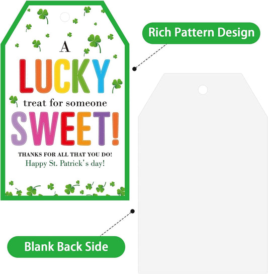 St.Patrick's Day Tags - 50Pcs Happy St.Patrick's Day Gift Tags with String Irish Shamrock Lucky Clover Hang V1258-DP02-A-80