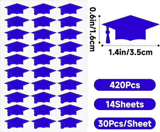 Graduation Cap Stickers 2026 - Blue Graduation Hat Stickers Self-Adhesive Graduations Envelope Seal Sticker V1258-DP02-A-83
