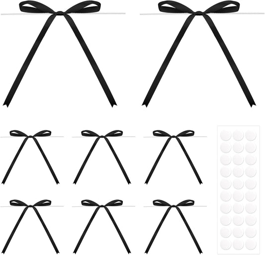 Twist Tie Bows 5x7Inch - 30Pcs Premade Black Gift Bow for Cake Gift Wrapping Balloon Craft Treat Bag Black V1258-DP02-A-85
