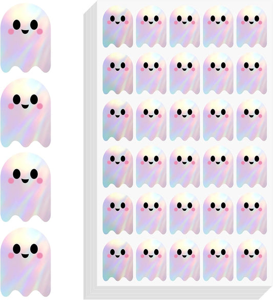 600Pcs Halloween Ghost Stickers - Cute Halloween Stickers Holographic Happy Halloweens Party Favor Sticker V1258-DP02-A-88