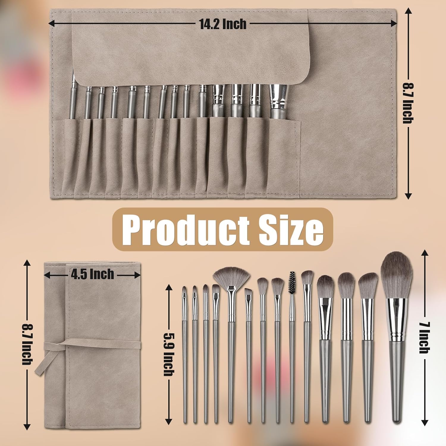 Makeup Brushes, 14 Pcs Professional Makeup Brush Set, Eye and Face Foundation Brush Set, Eyeshadow Brushes, V1258-DP02-A-9