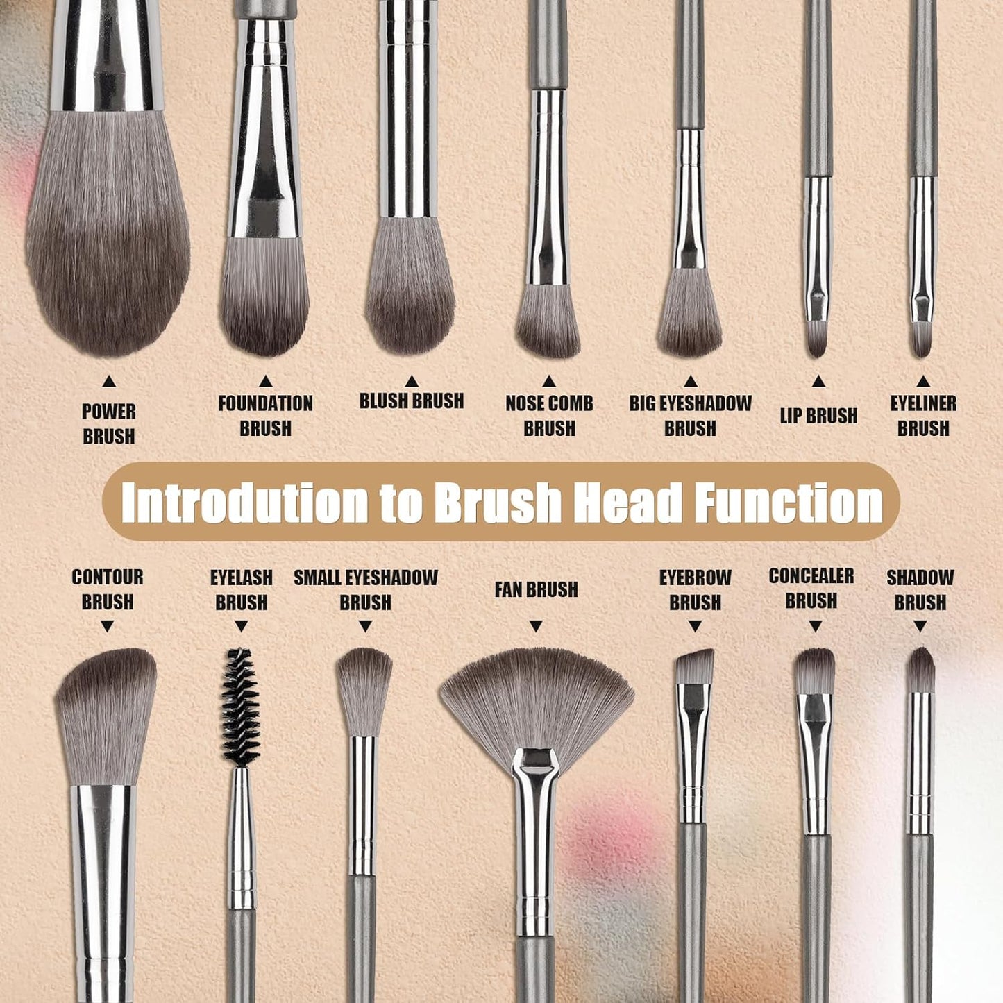 Makeup Brushes, 14 Pcs Professional Makeup Brush Set, Eye and Face Foundation Brush Set, Eyeshadow Brushes, V1258-DP02-A-9