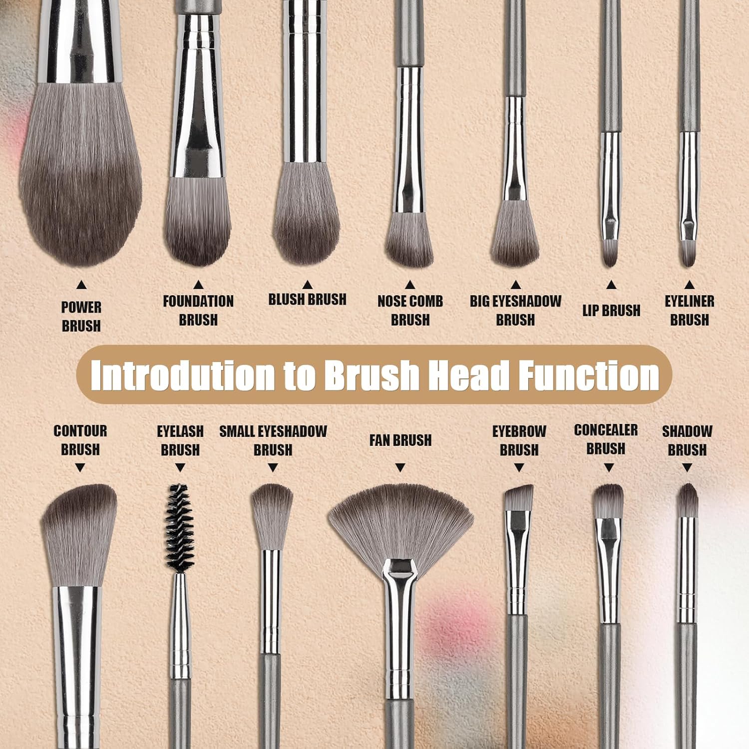 Makeup Brushes, 14 Pcs Professional Makeup Brush Set, Eye and Face Foundation Brush Set, Eyeshadow Brushes, V1258-DP02-A-9
