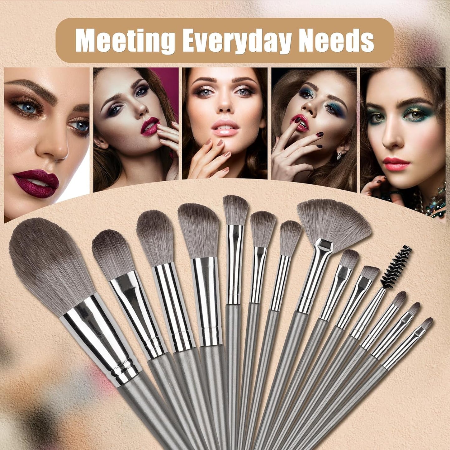 Makeup Brushes, 14 Pcs Professional Makeup Brush Set, Eye and Face Foundation Brush Set, Eyeshadow Brushes, V1258-DP02-A-9
