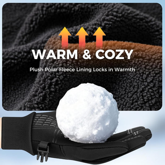 Kids Winter Gloves Windproof Water-Resistant Thermal Touchscreen Anti-slip Cold Weather for Girl Boy, Black V1258-DP02-A-933