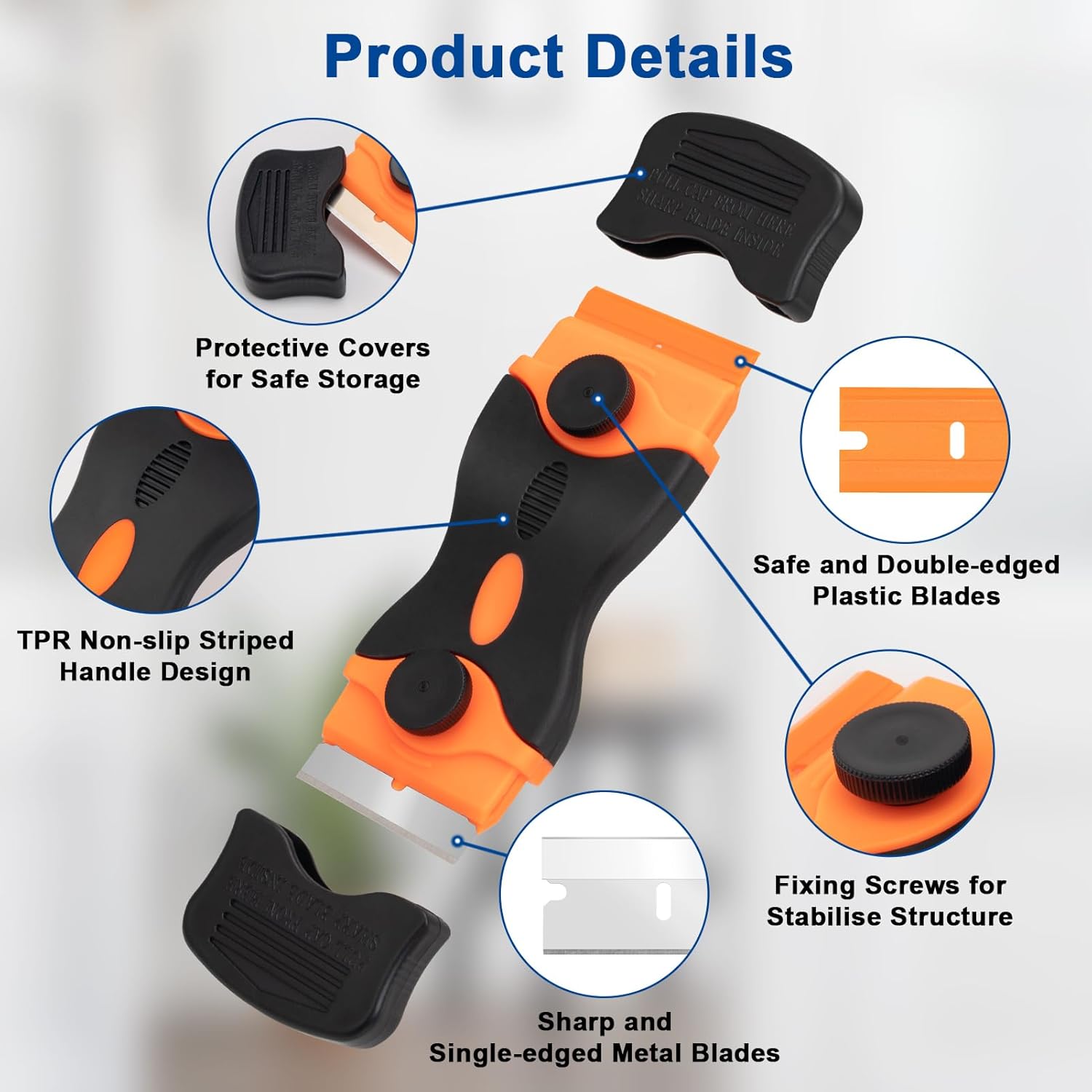 Razor Scraper Tool 2 Pack, Razor Blade Scraper Tool with 20pcs Plastic Blades and 20pcs Metal Scraper Blades, V1258-DP02-A-939