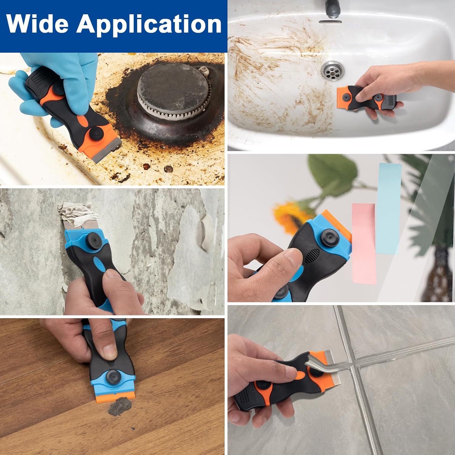 Razor Scraper Tool 2 Pack, Razor Blade Scraper Tool with 20pcs Plastic Blades and 20pcs Metal Scraper Blades, V1258-DP02-A-939