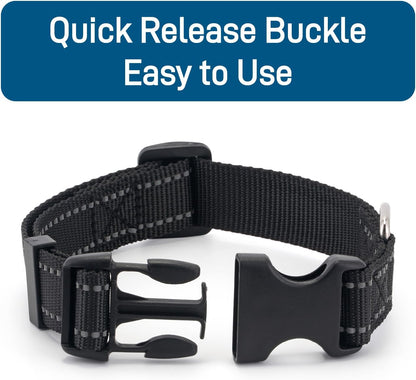Dog Collar for Small Medium Dogs with Buckle, Breathable Adjustable Nyl Reflective Dog Collars, Black/Small V1258-DP02-A-942