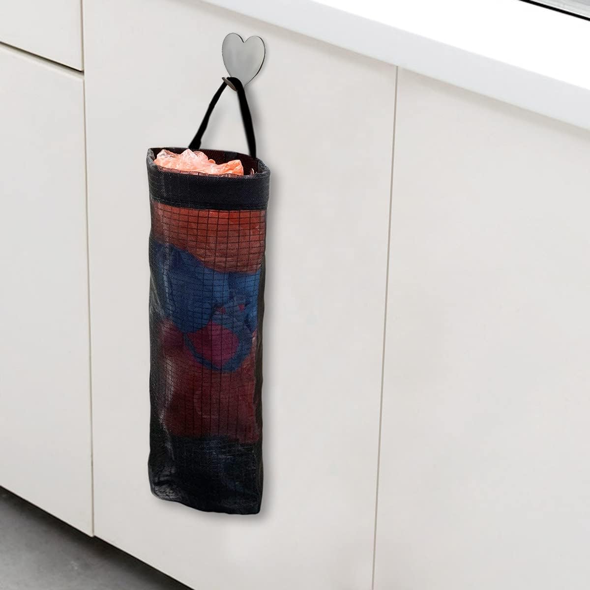 2 Pcs Plastic Bag Holder Trash Bags Storage Dispenser Organizer for Home Kitchen Mesh Hanging Dispensers V1258-DP02-A-951