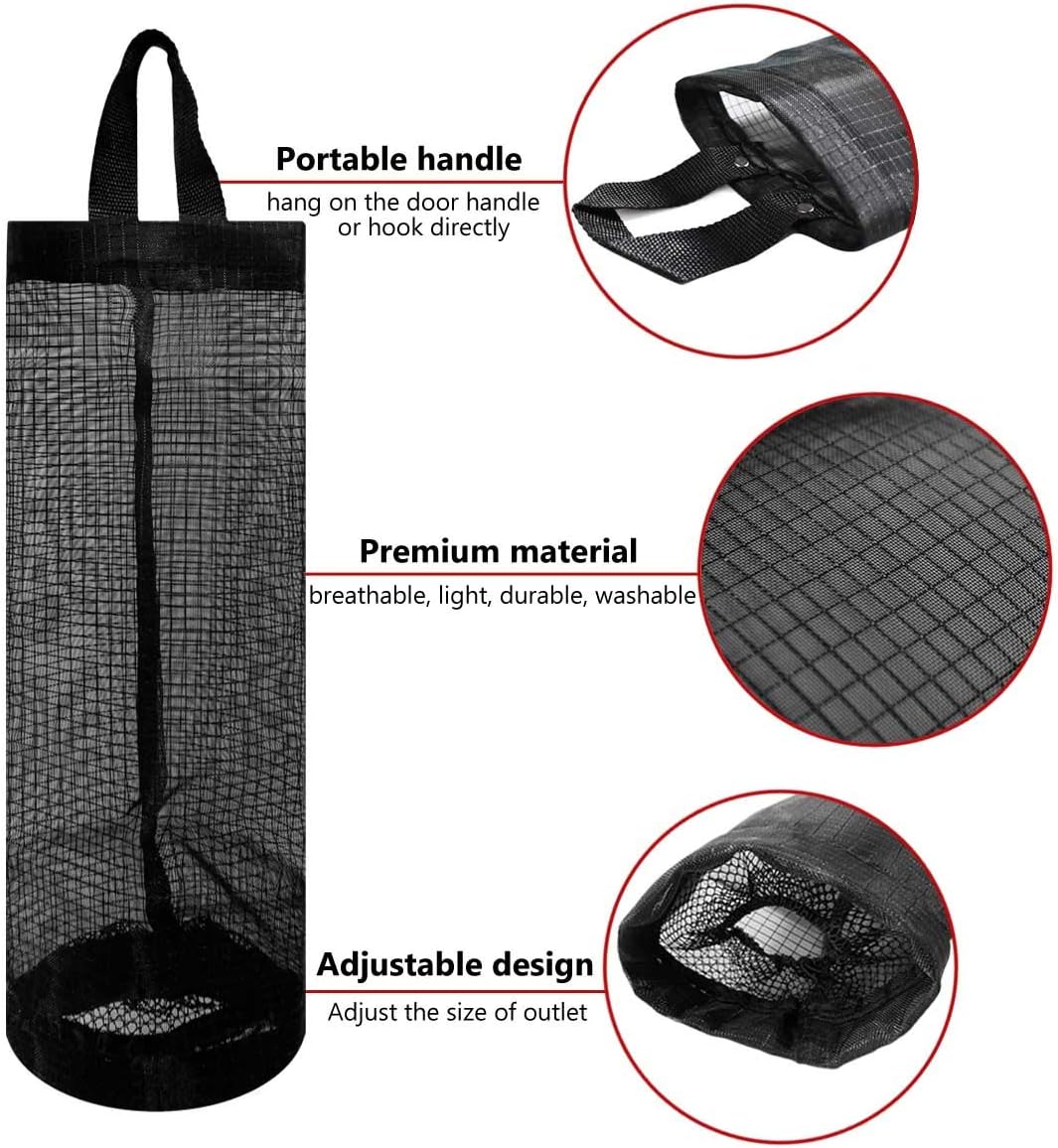 2 Pcs Plastic Bag Holder Trash Bags Storage Dispenser Organizer for Home Kitchen Mesh Hanging Dispensers V1258-DP02-A-951