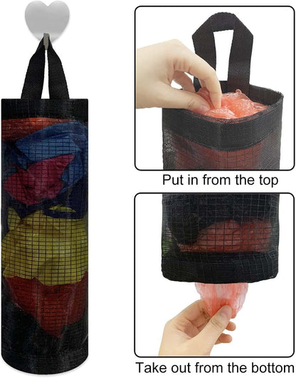 2 Pcs Plastic Bag Holder Trash Bags Storage Dispenser Organizer for Home Kitchen Mesh Hanging Dispensers V1258-DP02-A-951