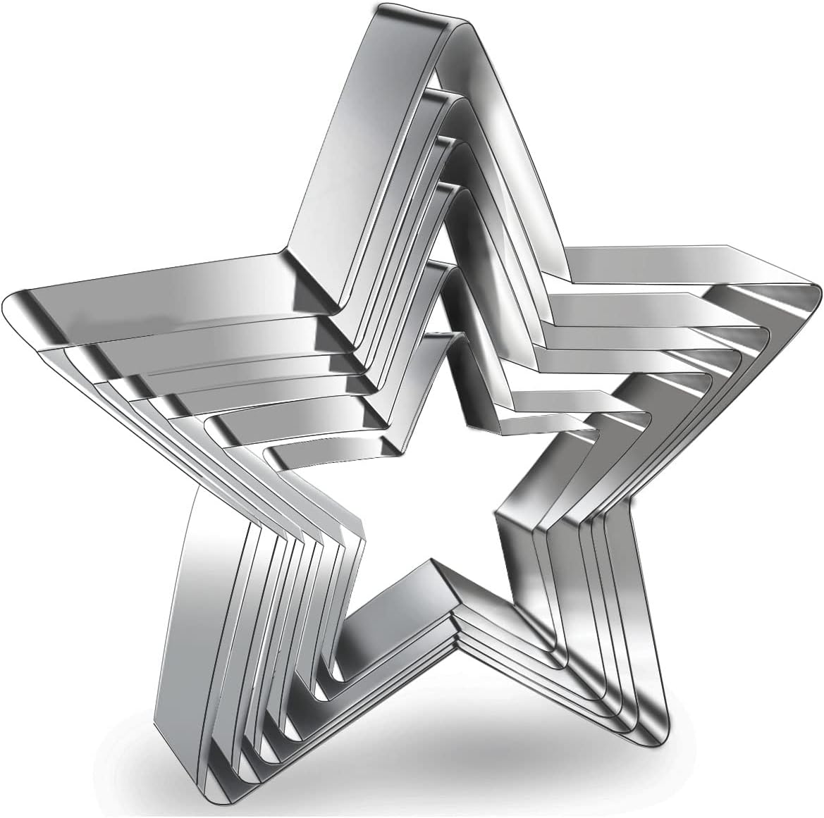 6 Pieces Star Cookie Cutters Set - Stainless Steel Five-Pointed Shaped Cutter, Biscuit Molds, Fondant Cake V1258-DP02-A-955