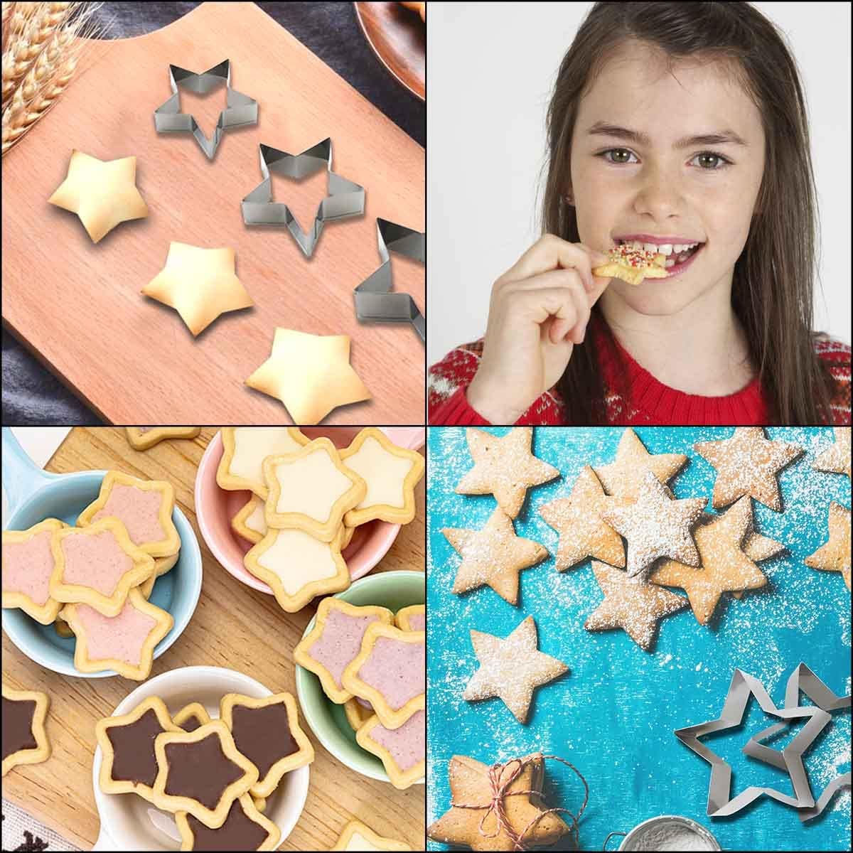 6 Pieces Star Cookie Cutters Set - Stainless Steel Five-Pointed Shaped Cutter, Biscuit Molds, Fondant Cake V1258-DP02-A-955