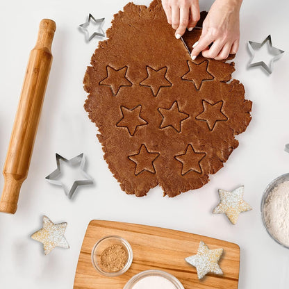 6 Pieces Star Cookie Cutters Set - Stainless Steel Five-Pointed Shaped Cutter, Biscuit Molds, Fondant Cake V1258-DP02-A-955