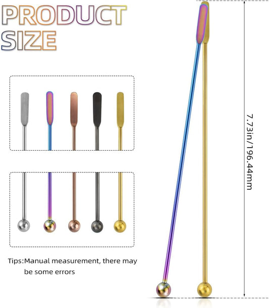 Coffee Stick Stainless Steel Swizzle Reusable Metal Stir Sticks Cocktail Drink Stirrer Spoon Beverage V1258-DP02-A-957