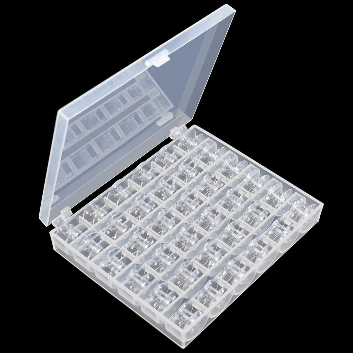 36 Pcs Transparent Plastic Sewing Machine Bobbins with Case for Janome Brother Singer Babylock Class 15 V1258-DP02-A-960