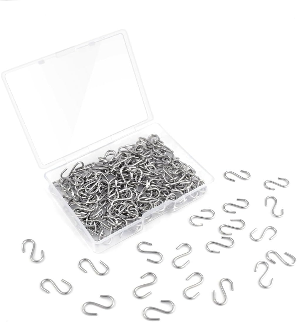 100 Mini S Hooks - Metal Shaped Hangers for Crafts, Jewelry & DIY Key Chains V1258-DP02-A-962
