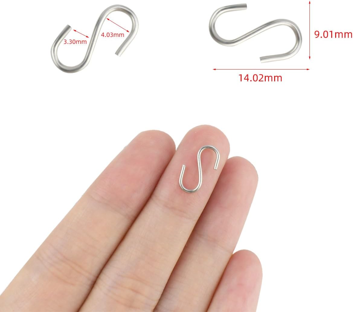 100 Mini S Hooks - Metal Shaped Hangers for Crafts, Jewelry & DIY Key Chains V1258-DP02-A-962