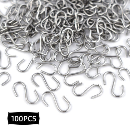 100 Mini S Hooks - Metal Shaped Hangers for Crafts, Jewelry & DIY Key Chains V1258-DP02-A-962