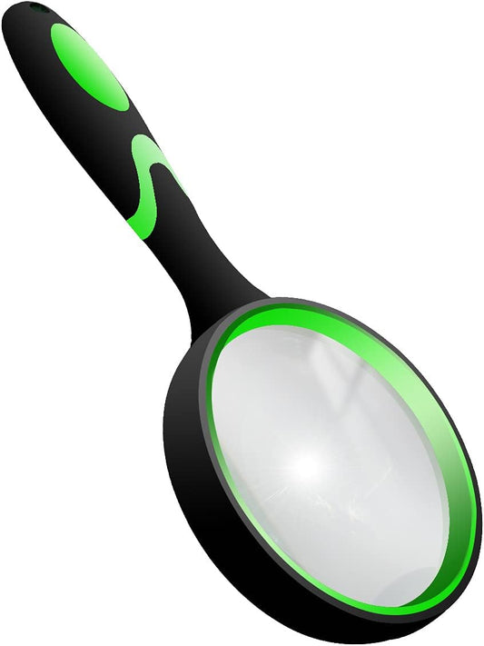 10X Shatterproof Magnifying Glass Large Handheld for Seniors Kids 75mm Lens with Non-Slip Rubber Handle V1258-DP02-A-964