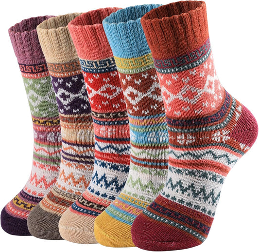Wool Socks for Women - Womens Wool Socks Winter Sock for Women Men Warm Thick Knit Soft Vintage Casual Crew V1258-DP02-A-97