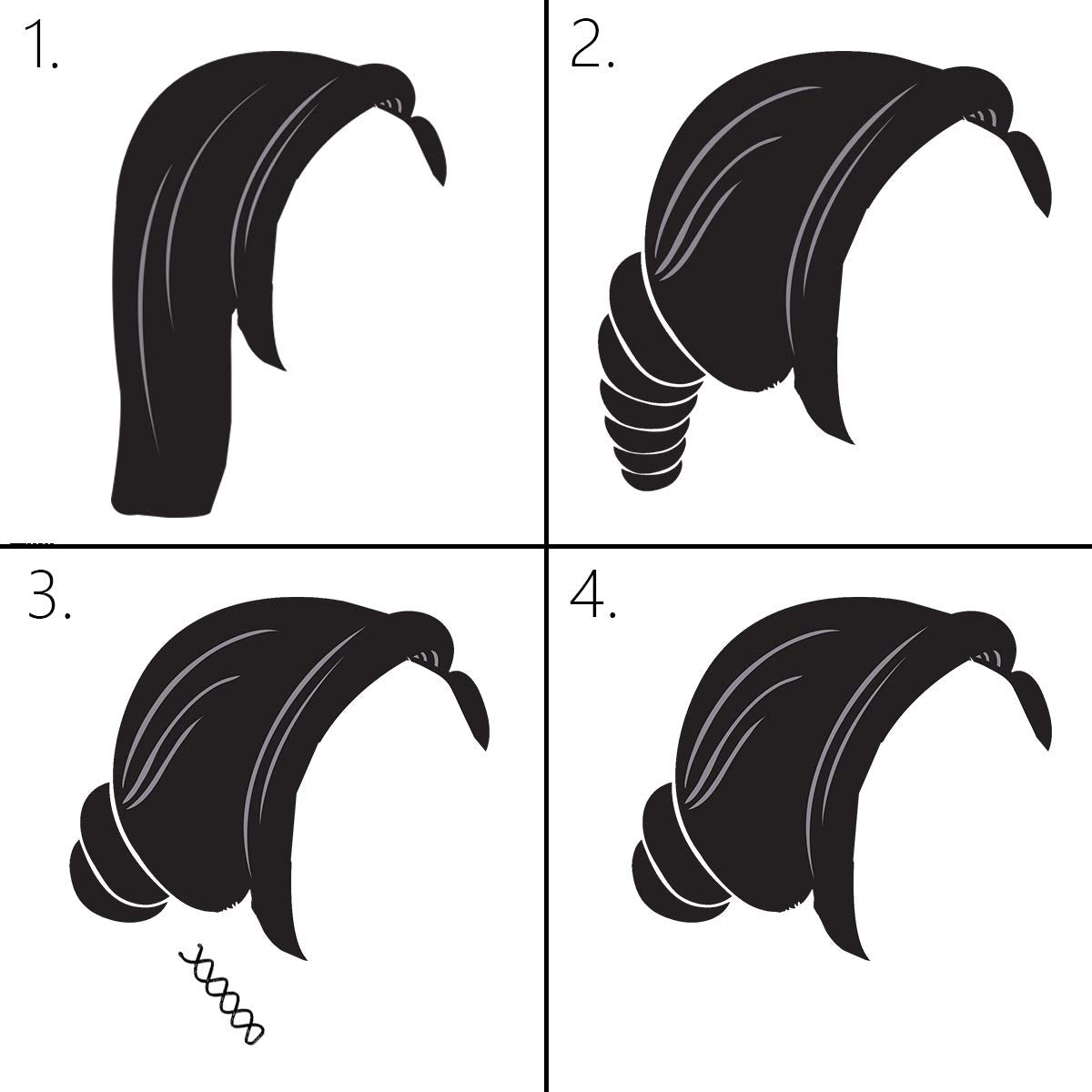 10PCS Spiral Hair Pins, Non-Scratch Ball Tips Screw Pins for DIY Style (Black) V1258-DP02-A-975