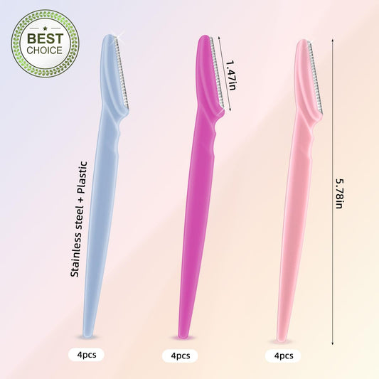 12 Pieces Eyebrow Razor for Women Face Razors Dermaplaning Tool Trimmer Facial with Safety Cover Multipurpose V1258-DP02-A-987