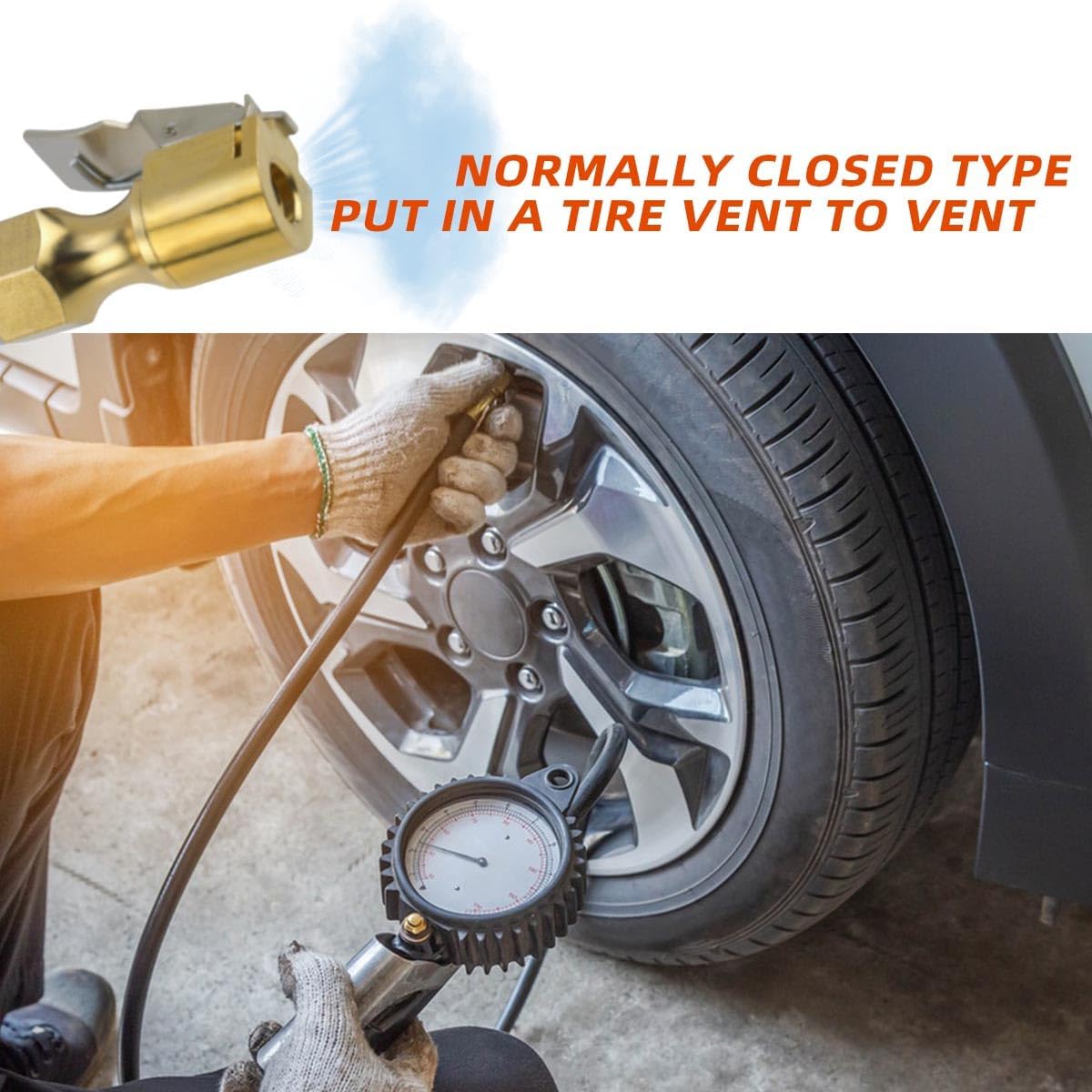 Air Chuck with Clip Tire Inflator Compressor Closed Flow Lock Brass Hose Connect Accessories Heavy Duty Gauge V1258-DP02-A-988