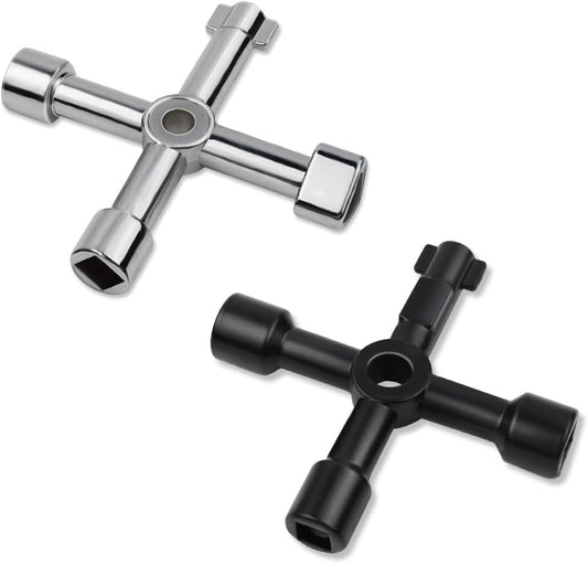 Triangle Multi-functional Sillcock Key 4 Way Square Wrench Water Utility Steel Tool for Electric Gas Meter V1258-DP02-A-991