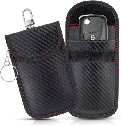 2 Pack Faraday Car Keycase Protective Bag rfid Signal Blocking Key Fob Protector Carbon Fiber Security V1258-DP02-A-992