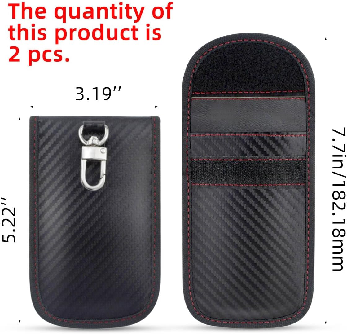 2 Pack Faraday Car Keycase Protective Bag rfid Signal Blocking Key Fob Protector Carbon Fiber Security V1258-DP02-A-992