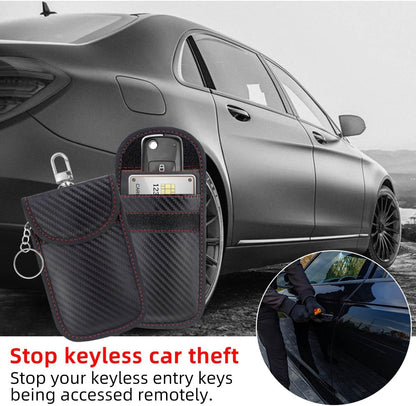2 Pack Faraday Car Keycase Protective Bag rfid Signal Blocking Key Fob Protector Carbon Fiber Security V1258-DP02-A-992